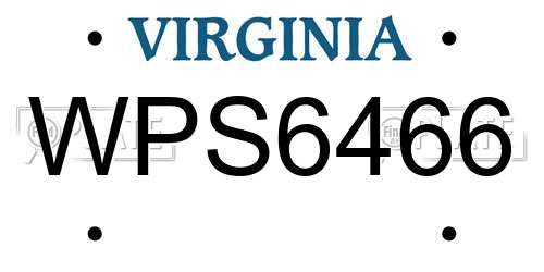 WPS6466 Virginia License Plate