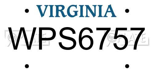 WPS6757 Virginia License Plate