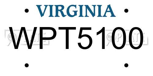 WPT5100 Virginia License Plate