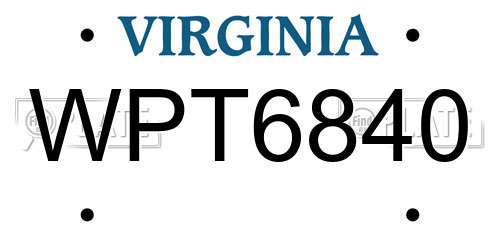 WPT6840 Virginia License Plate