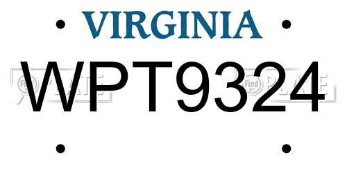 WPT9324 Virginia License Plate
