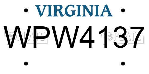 WPW4137 Virginia License Plate