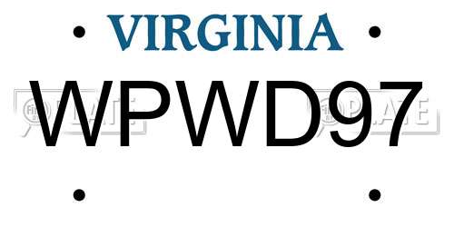 WPWD97 Virginia License Plate