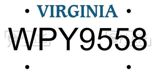 WPY9558 Virginia License Plate