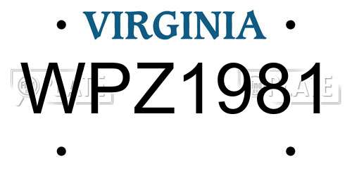 WPZ1981 Virginia License Plate