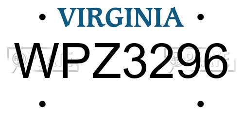 WPZ3296 Virginia License Plate