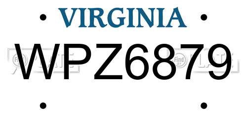 WPZ6879 Virginia License Plate