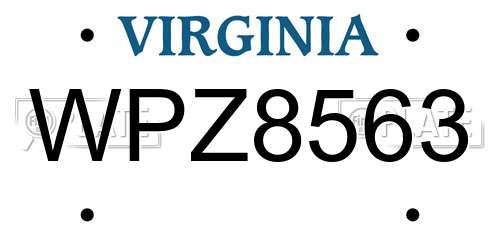 WPZ8563 Virginia License Plate