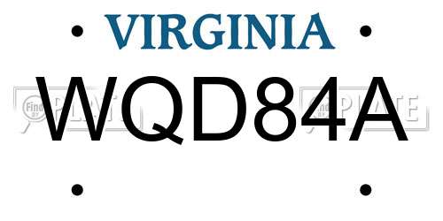 WQD84A Virginia License Plate