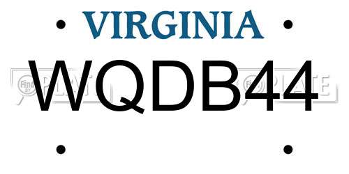 WQDB44 Virginia License Plate