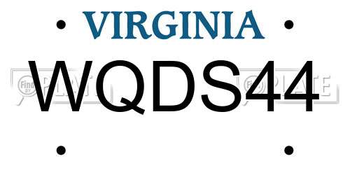WQDS44 Virginia License Plate