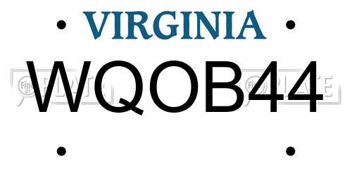 WQOB44 Virginia License Plate