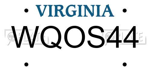 WQOS44 Virginia License Plate