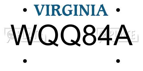 WQQ84A Virginia License Plate
