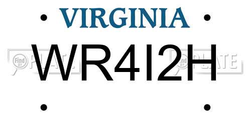 WR4I2H Virginia License Plate