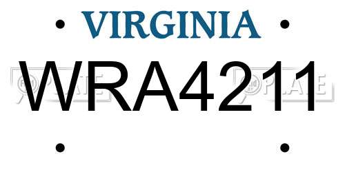 WRA4211 Virginia License Plate