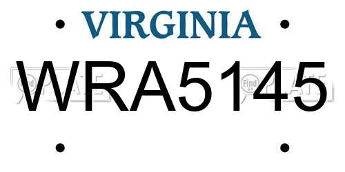 WRA5145 Virginia License Plate