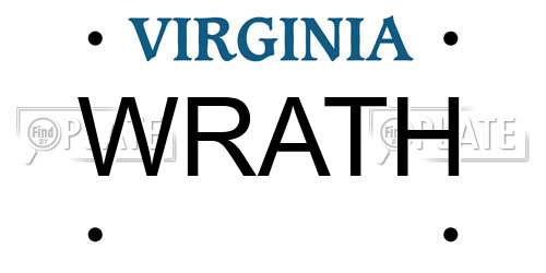 WRATH Virginia License Plate
