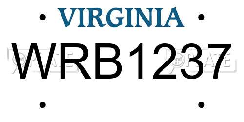 WRB1237 Virginia License Plate