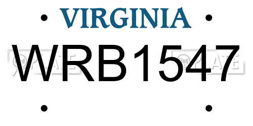 WRB1547 Virginia License Plate