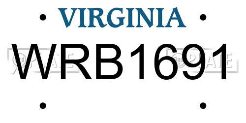 WRB1691 Virginia License Plate