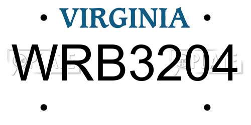 WRB3204 Virginia License Plate