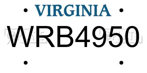 WRB4950 Virginia License Plate