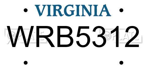 WRB5312 Virginia License Plate