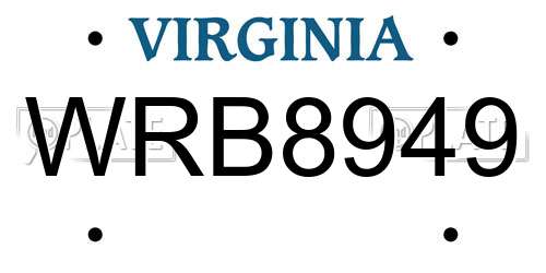 WRB8949 Virginia License Plate