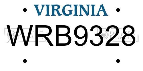 WRB9328 Virginia License Plate