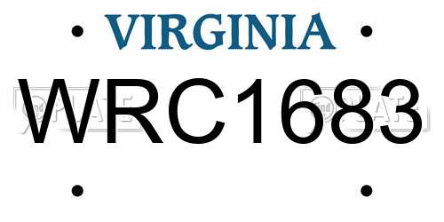 WRC1683 Virginia License Plate