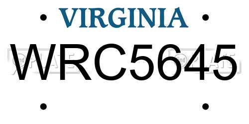 WRC5645 Virginia License Plate