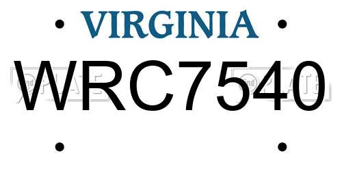 WRC7540 Virginia License Plate