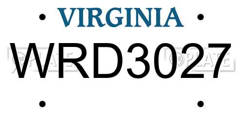 WRD3027 Virginia License Plate