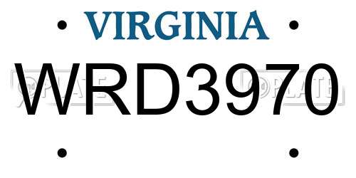 WRD3970 Virginia License Plate