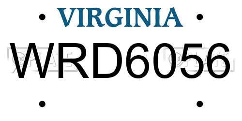 WRD6056 Virginia License Plate
