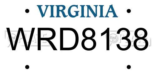 WRD8138 Virginia License Plate