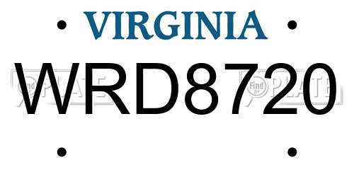 WRD8720 Virginia License Plate