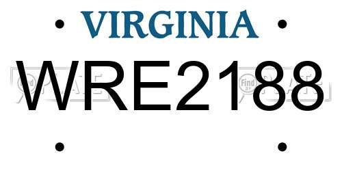 WRE2188 Virginia License Plate