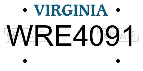 WRE4091 Virginia License Plate