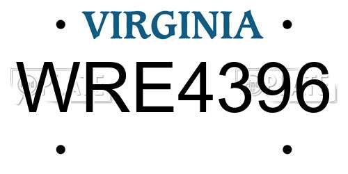 WRE4396 Virginia License Plate