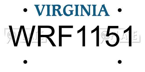 WRF1151 Virginia License Plate
