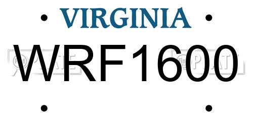 WRF1600 Virginia License Plate