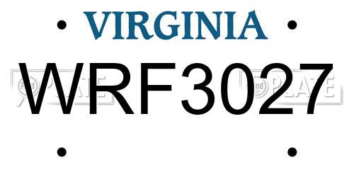 WRF3027 Virginia License Plate