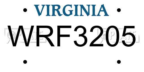 WRF3205 Virginia License Plate