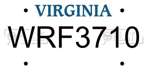 WRF3710 Virginia License Plate
