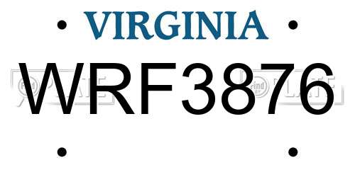 WRF3876 Virginia License Plate