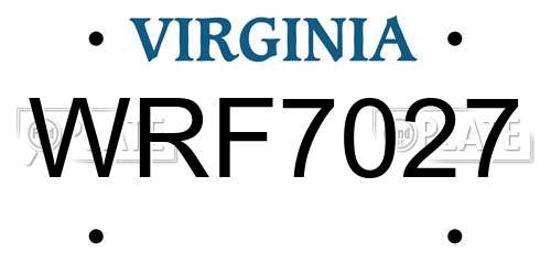 WRF7027 Virginia License Plate