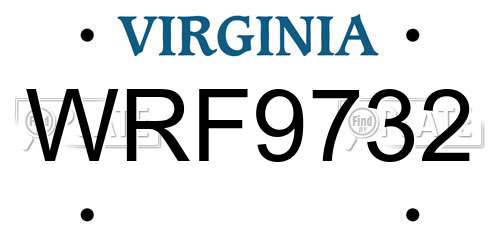 WRF9732 Virginia License Plate