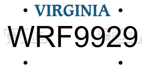 WRF9929 Virginia License Plate